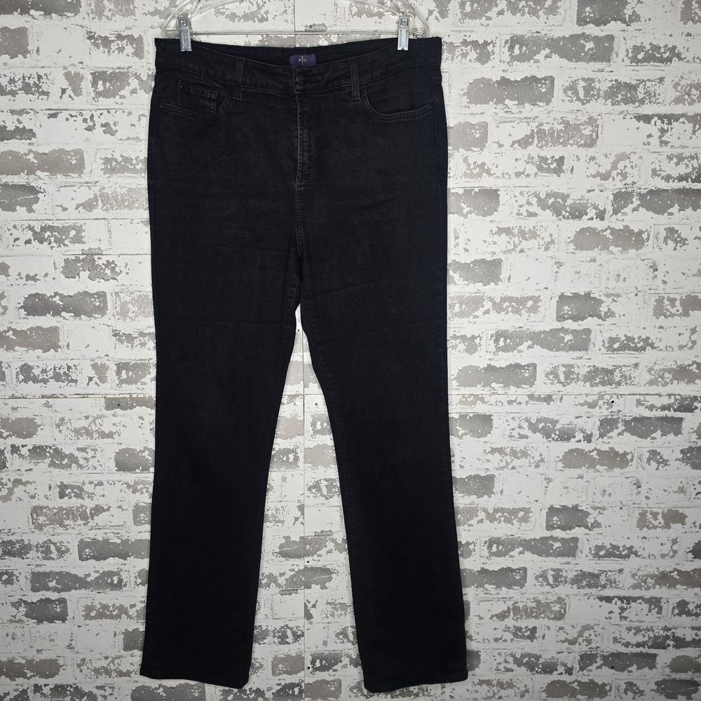 NYDJ Jeans Womens 16 Black Slim Fit Straight Leg Lift Tuck Stretch Denim USA‎